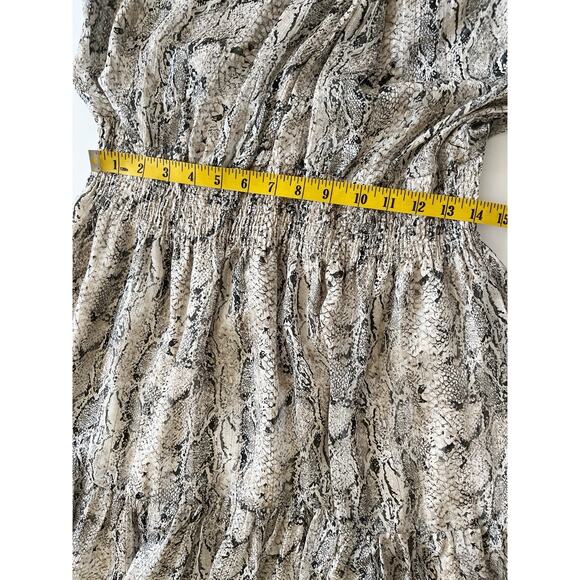 Another Love Ellianna Dress L Winter Snake Puff Sleeves Ruffle Fit Flare Party - Picture 8 of 14